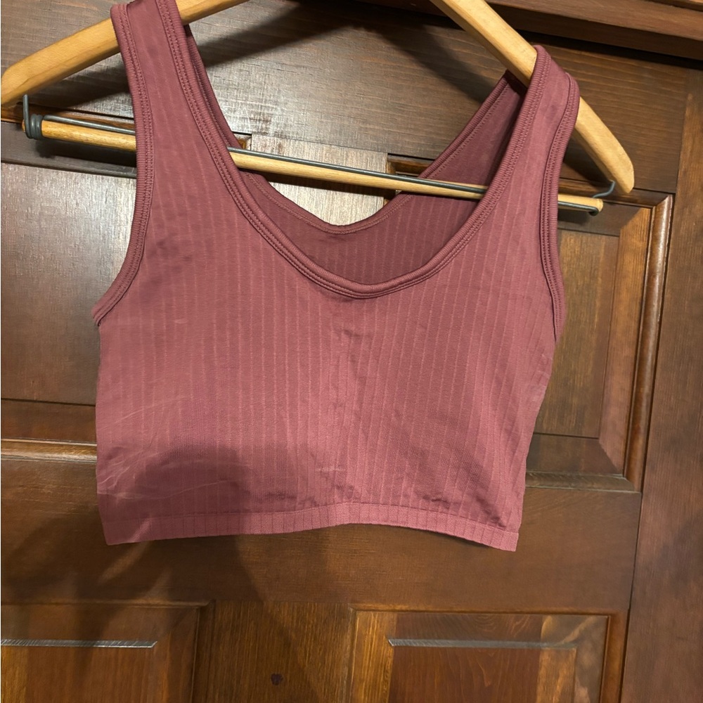 Aerie Seamless Ribbed Tank Top Small Burgundy Stretchy